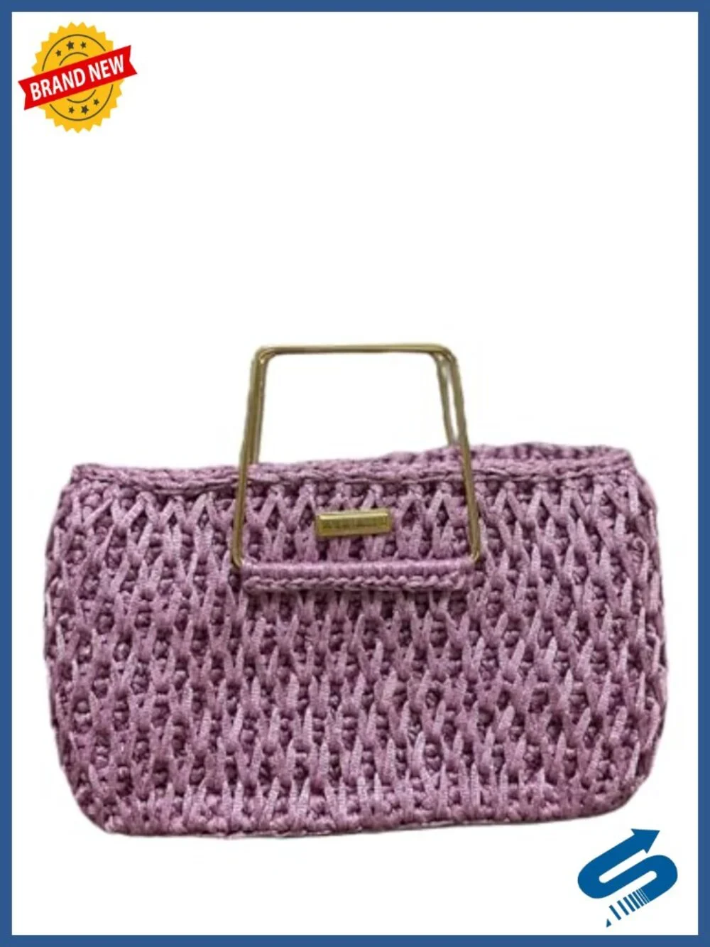 Handcrafted Woven Bag with Metallic Yarn - Evening Hobo